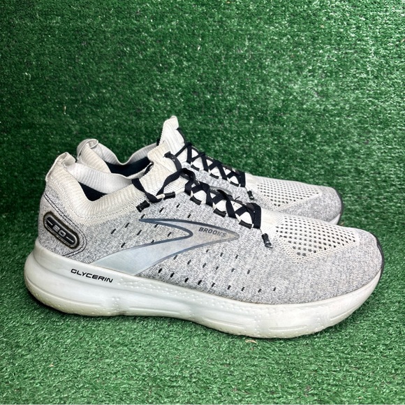 Brooks Men’s 12 Glycerin StealthFit 20 White Gray Road Running Shoes - Picture 1 of 12